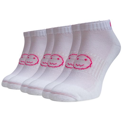 White with Pink 3 for 2 Pairs Saver Pack Trainer Socks