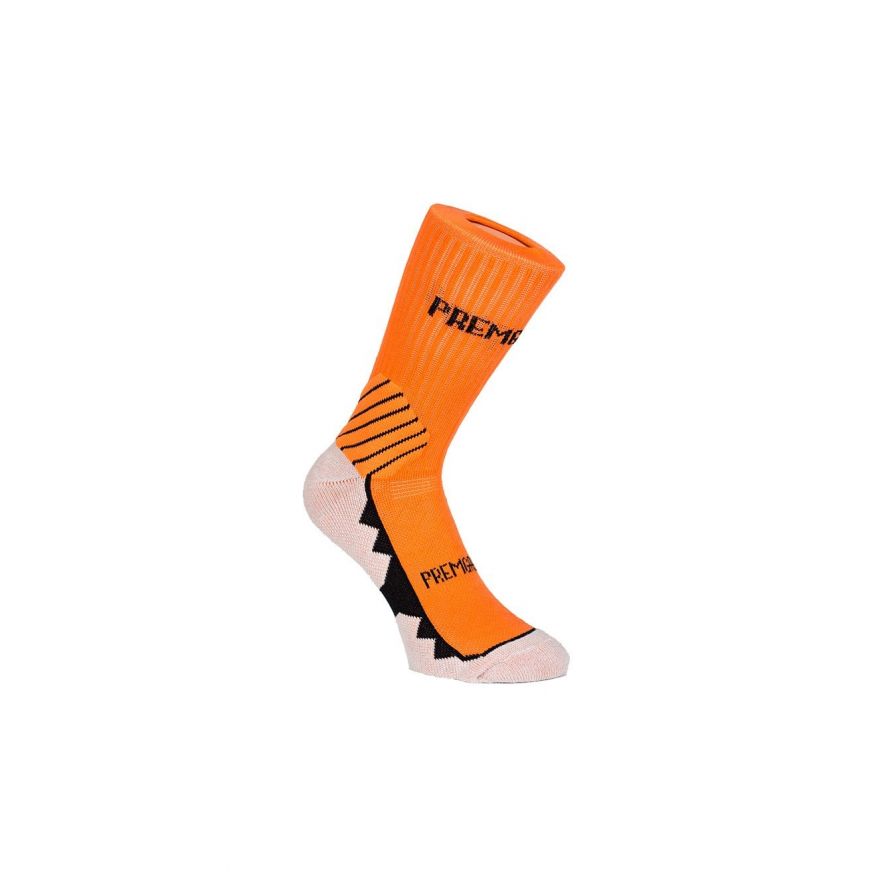Non-Slip Bright Orange with Black Trim Calf Length Socks