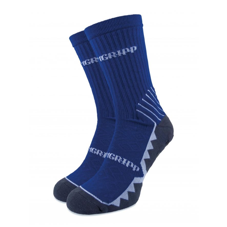 Non-Slip Royal Blue with White Trim Calf Length Socks