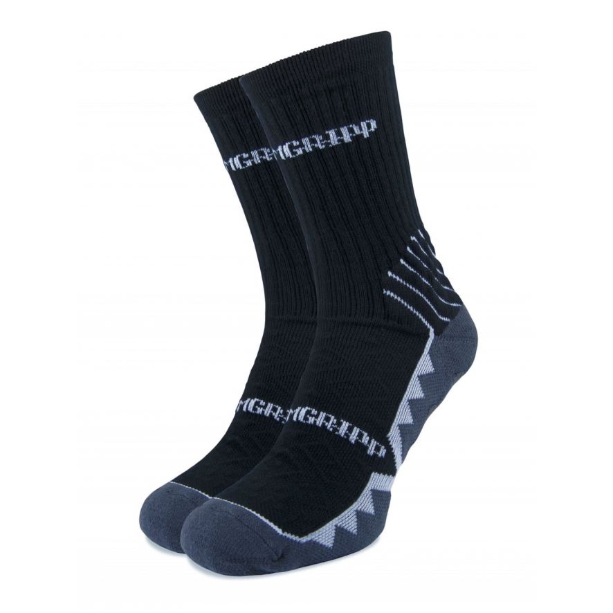 Non-Slip Black with White Trim Calf Length Socks