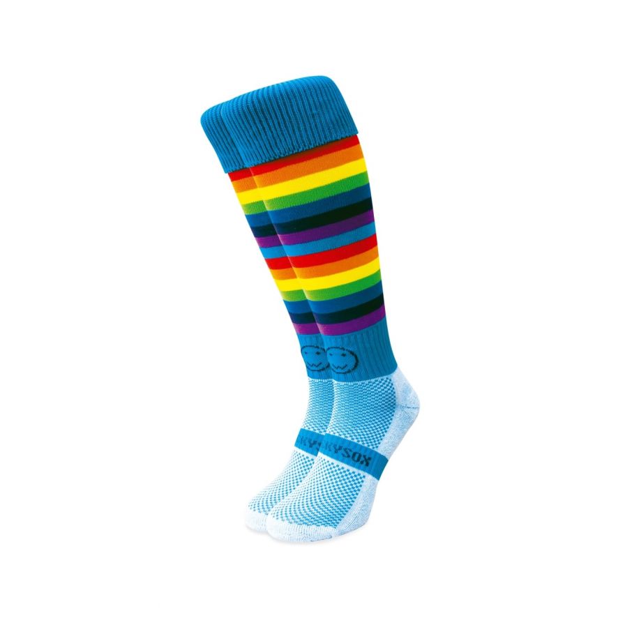 WackySox – 3 Paia Calzini Sportivi Al Polpaccio, Rainbow Blues, Taglie 41-46
