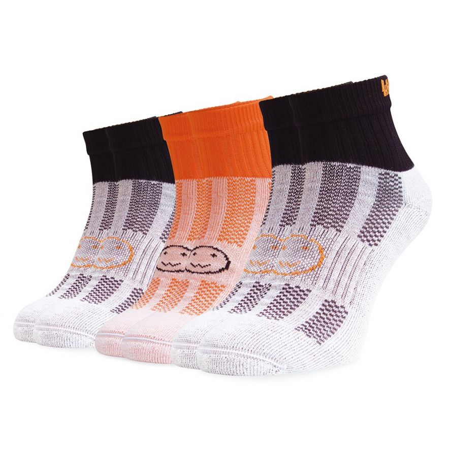 3 Pairs For The Price Of 2 Pairs Black and Orange Ankle Socks