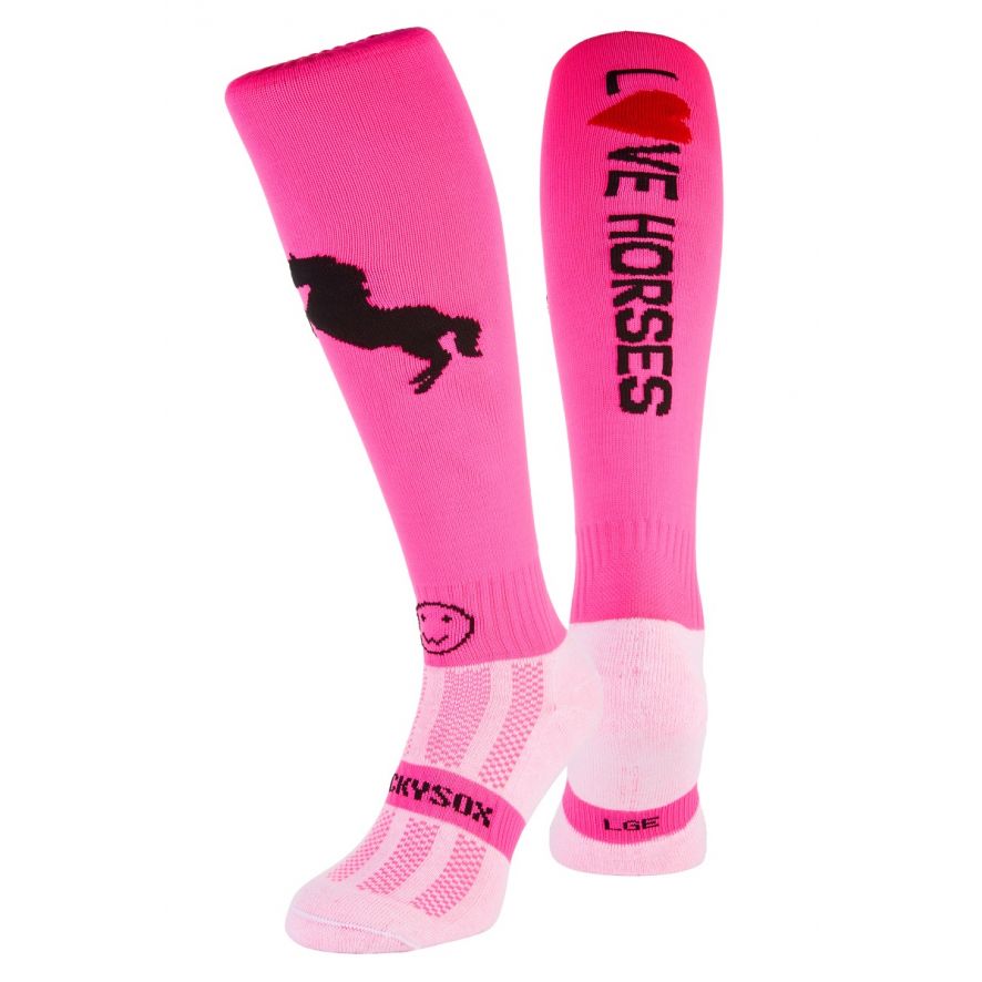 Love Horses Vivid Pink Equestrian Riding Socks