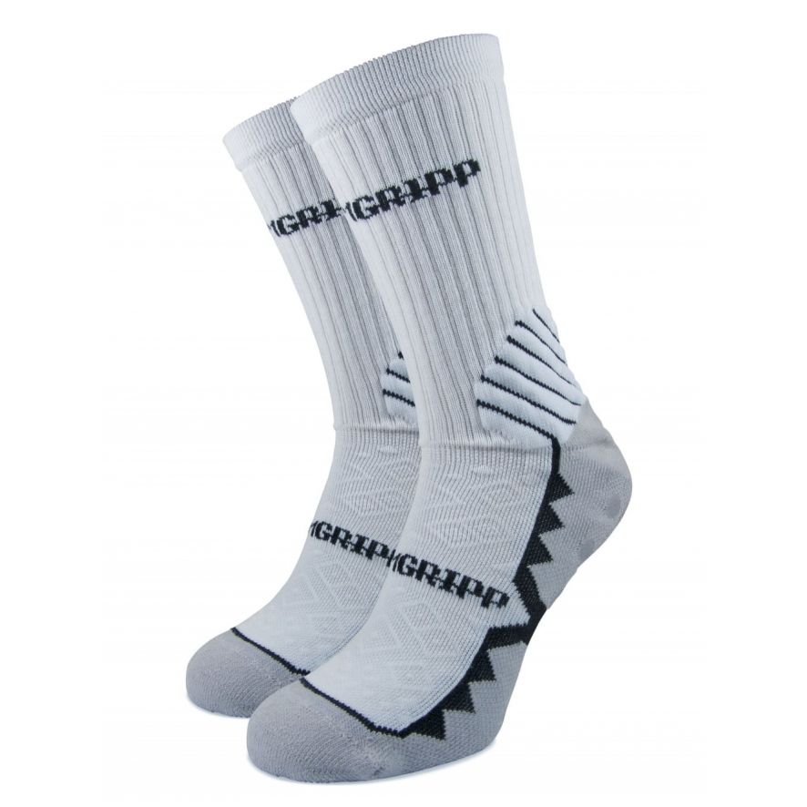 Non-Slip White with Black Trim Calf Length Socks