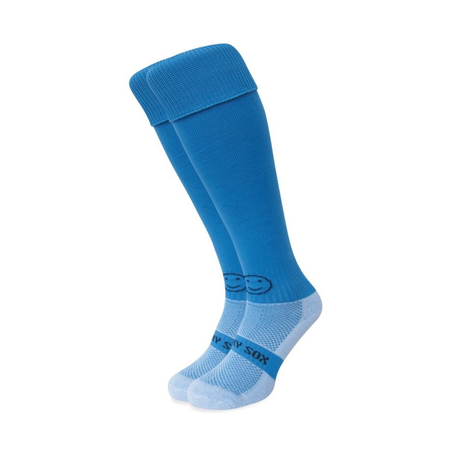 Plain Sky Blue Knee Length Sport Socks