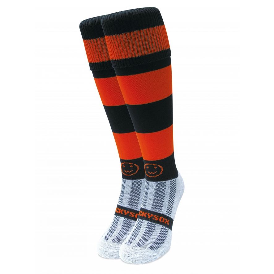 Orange and  Black Hoop Knee Length Sport Socks
