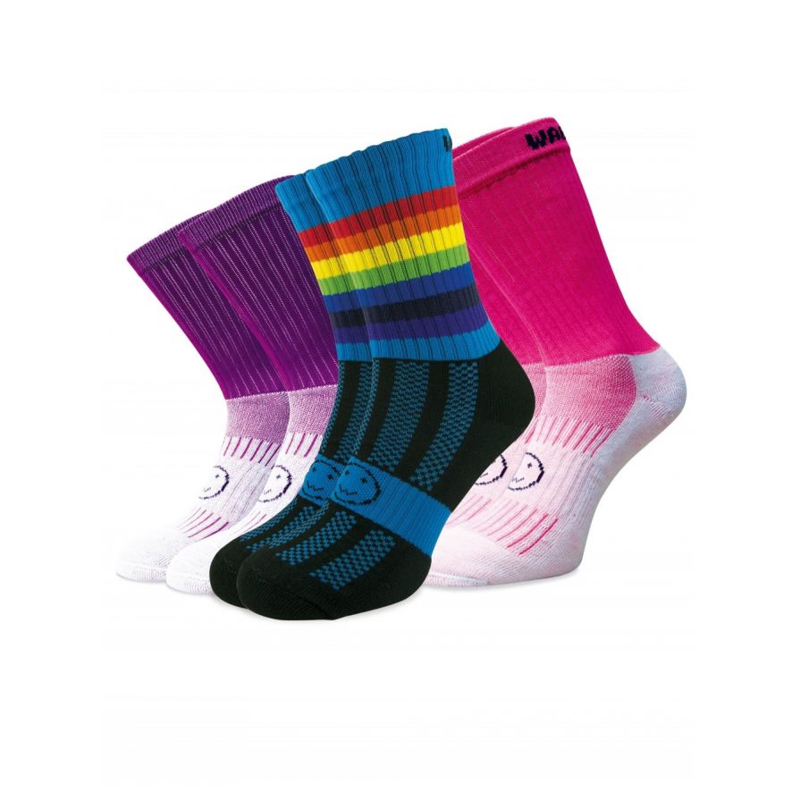 Pink Rainbow 3 for 2 Pairs Saver Pack Calf Length Socks