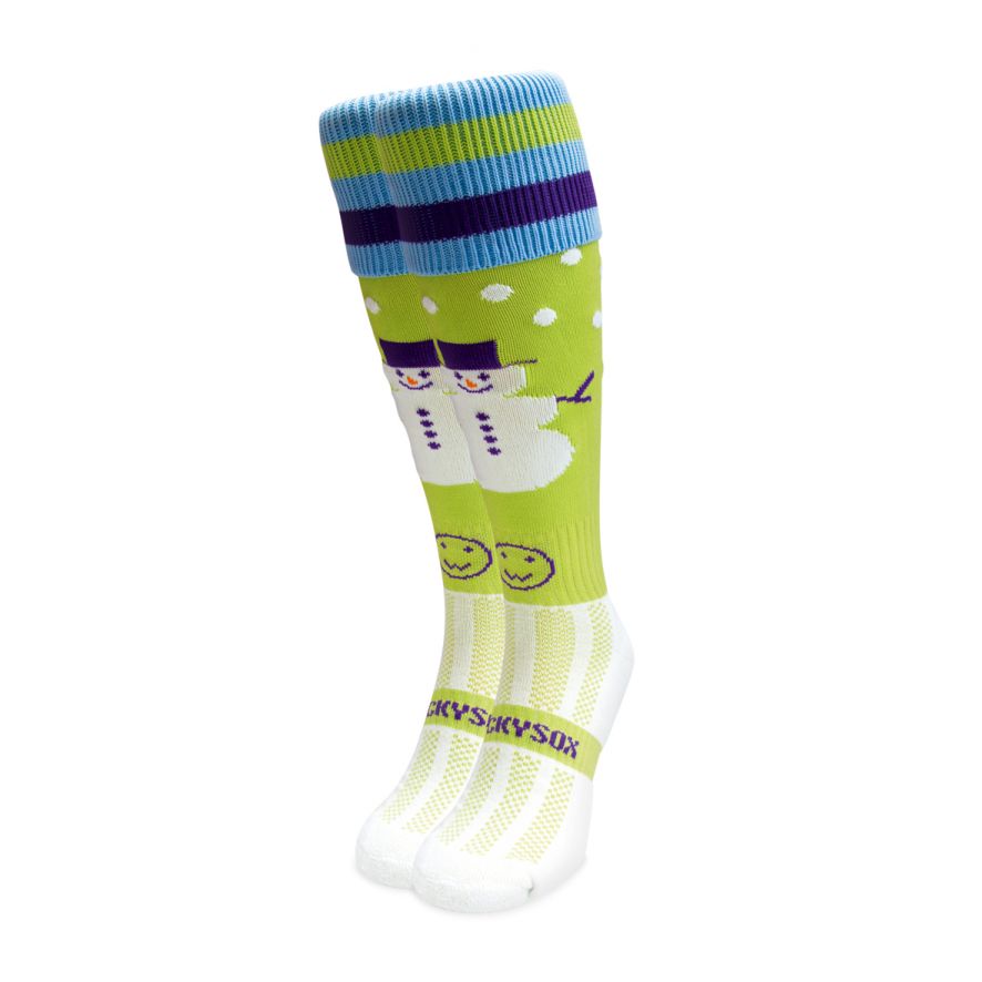 Snowman Lime Knee Length Sport Socks