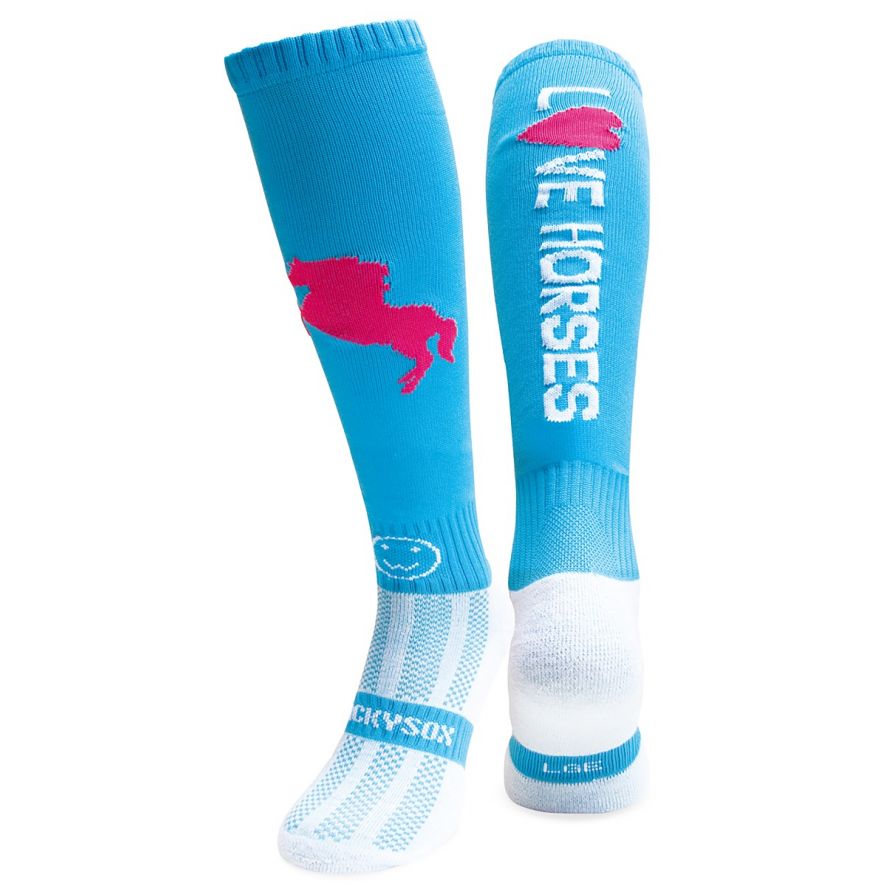 Royal Blue Love Horses WackySox Single Pair High-Performance Breathable Love Horses Knee-Length Equestrian Socks 