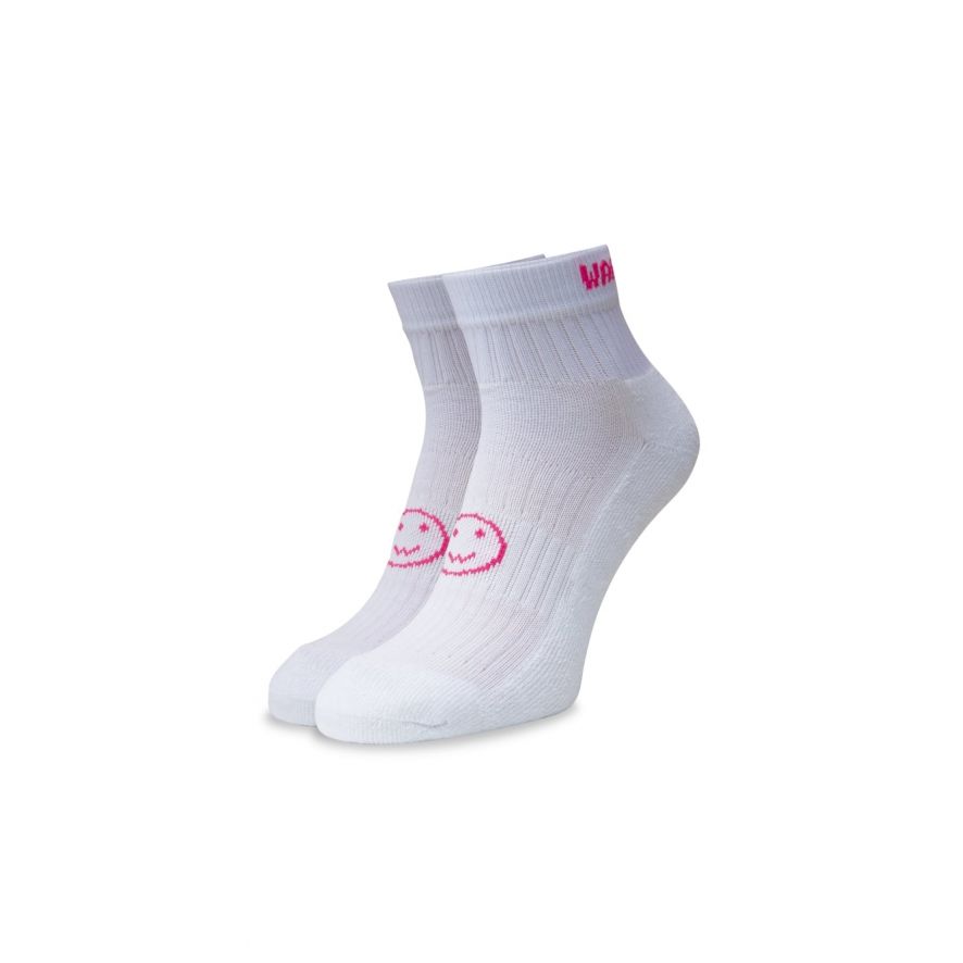 White with Pink Ankle Length Socks