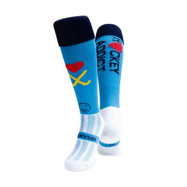 Hockey Addict Blue Heart Knee Length Hockey Socks