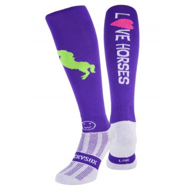 Love Horses Purple Equestrian Riding Socks