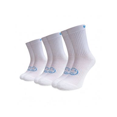 White with Blue 3 for 2 Pairs Saver Pack Calf Length Socks