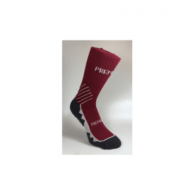 Non-Slip Maroon with White Trim Calf Length Socks