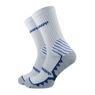 Non-Slip White with Blue Trim Calf Length Socks