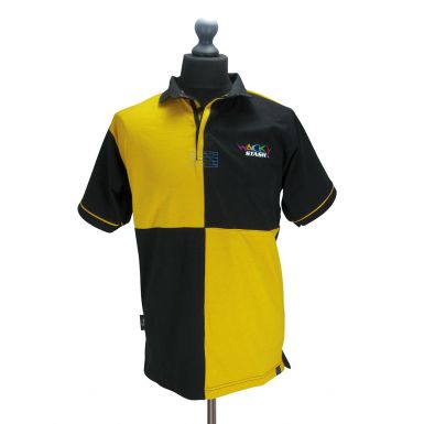 WackyStash - Black and Amber Quartered Rugby Jersey, Hockey Jersey