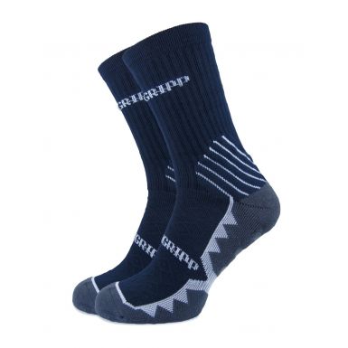 Non-Slip Navy with White Trim Calf Length Socks