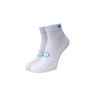 White with Blue Ankle Length Socks