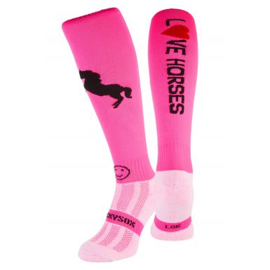WackySox High-Performance Breathable Love Horses Knee-Length Equestrian Socks Brilliant Pink Single Pack 