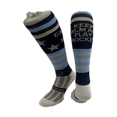 Keep Calm and Play Hockey Navy Blue Knee Length Hockey Socks