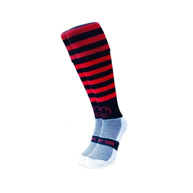 Red and Black Micro Hoop Knee Length Sport Socks
