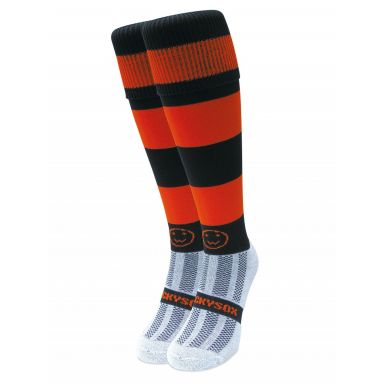 Orange and  Black Hoop Knee Length Sport Socks