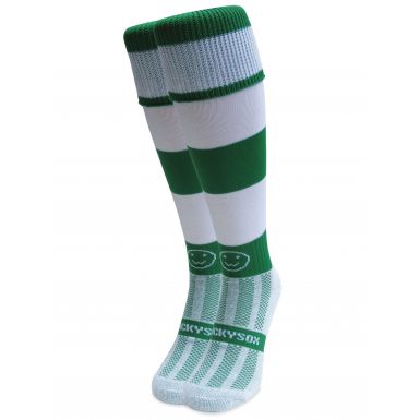Emerald Green and White Hoop Knee Length Sport Socks