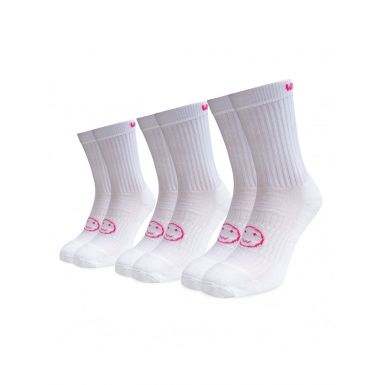 White with Pink 3 for 2 Pairs Saver Pack Calf Length Socks