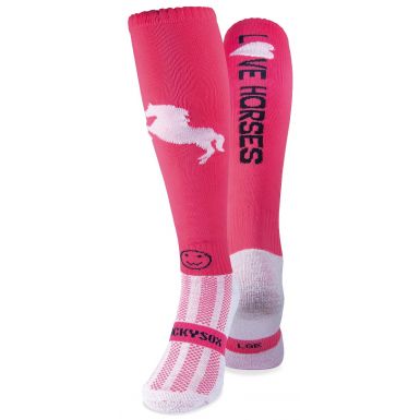 Love Horses Brilliant Pink Equestrian Riding Socks