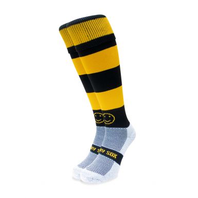 Black and Amber Hoop Knee Length Sport Socks