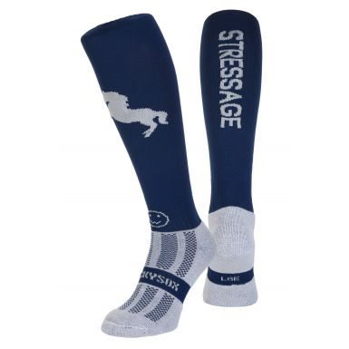 Stressage Navy Blue with Silver Equestrian Riding Socks