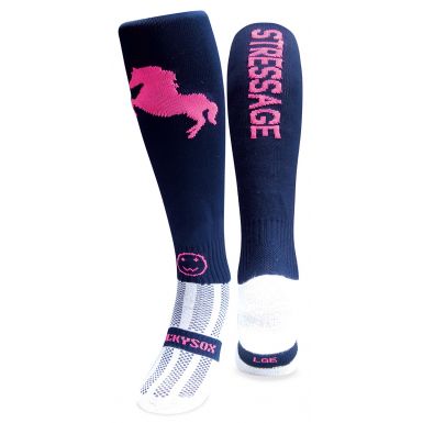 Stressage Navy Blue and Pink Equestrian Riding Socks