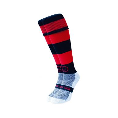 Red and Black Hoop Knee Length Sport Socks
