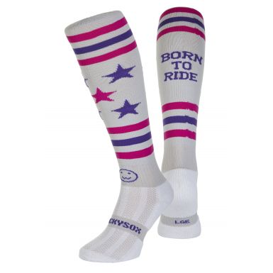 Born To Ride Silver Equestrian Riding Socks