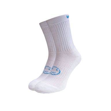 White and Blue Calf Length Socks