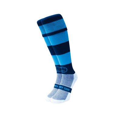 Navy Blue and Sky Blue Hoop Knee Length Sport Socks