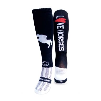 Love Horses Black Equestrian Riding Socks