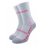 Non-Slip White with Pink Trim Calf Length Socks