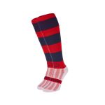 Red and Navy Blue Hoop Knee Length Sports Sock