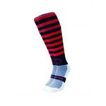 Red and Black Micro Hoop Knee Length Sport Socks