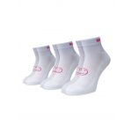 White with Pink 3 Pairs For The Price Of 2 Pairs Saver Pack Ankle Length Socks