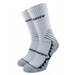Non-Slip White with Black Trim Calf Length Socks