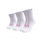 White with Pink 3 for 2 Pairs Saver Pack Calf Length Socks