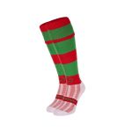 Red and Emerald Green Hoop Knee Length Sport Sock