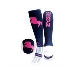 Stressage Navy Blue and Pink Equestrian Riding Socks